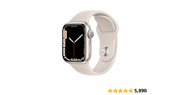Apple Watch Series 7 GPS, 41mm Starlight Aluminum Case with Starlight Sport Band - Regular - $350