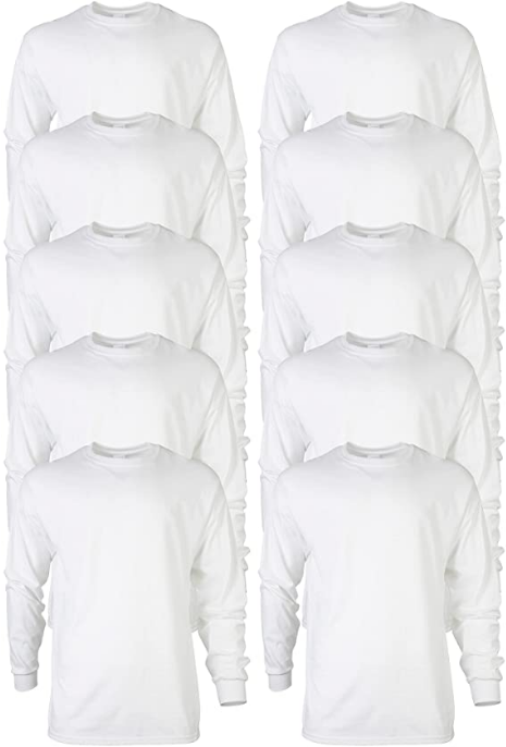 Gildan Men's Ultra Cotton Long Sleeve T-Shirt (Assorted) (10 Pack) $34.85