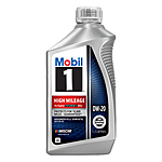 5-count Mobil 1 High Mileage Full Synthetic Motor Oil 0W-20, 1 Quart, $8.55 after $10 Rebate