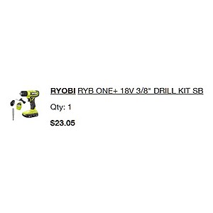 YMMV - Ryobi ONE+ 18V Cordless 3/8 in. Drill Kit with 1.5 Ah Battery and Charger - $23.05