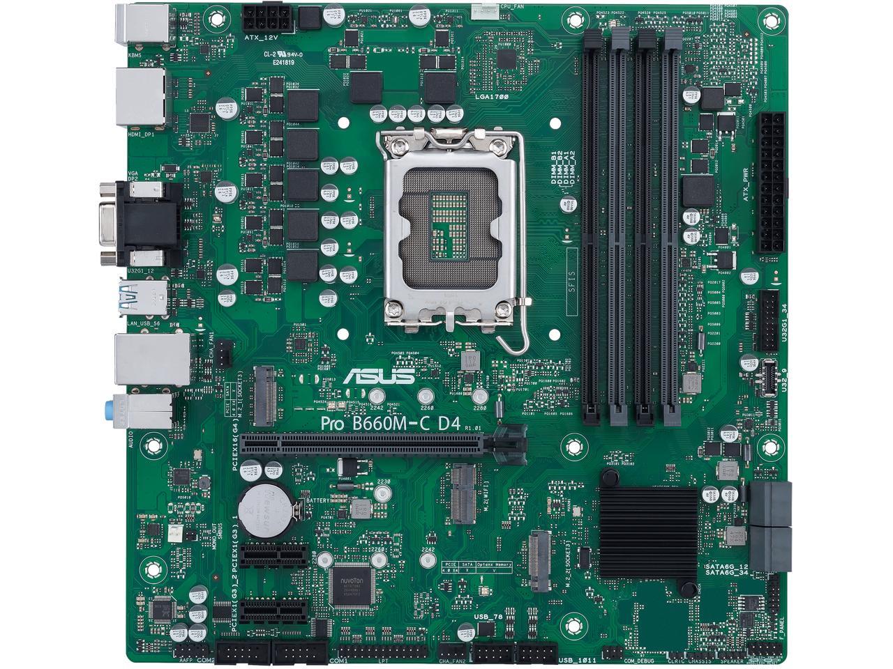 ASUS Pro B660M-C D4-CSM LGA 1700 Micro-ATX Motherboard for $79.99 at Newegg