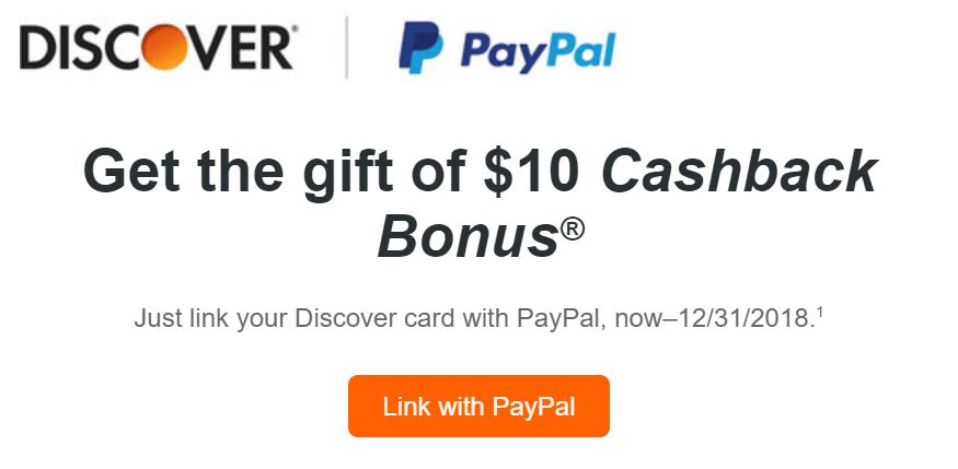 Link Discover Card with Paypal - 10$ Cashback Bonus