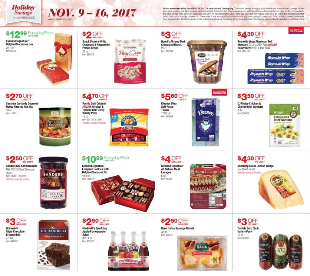 Costco November 2017 Coupon Book with Bonus Holiday Savings